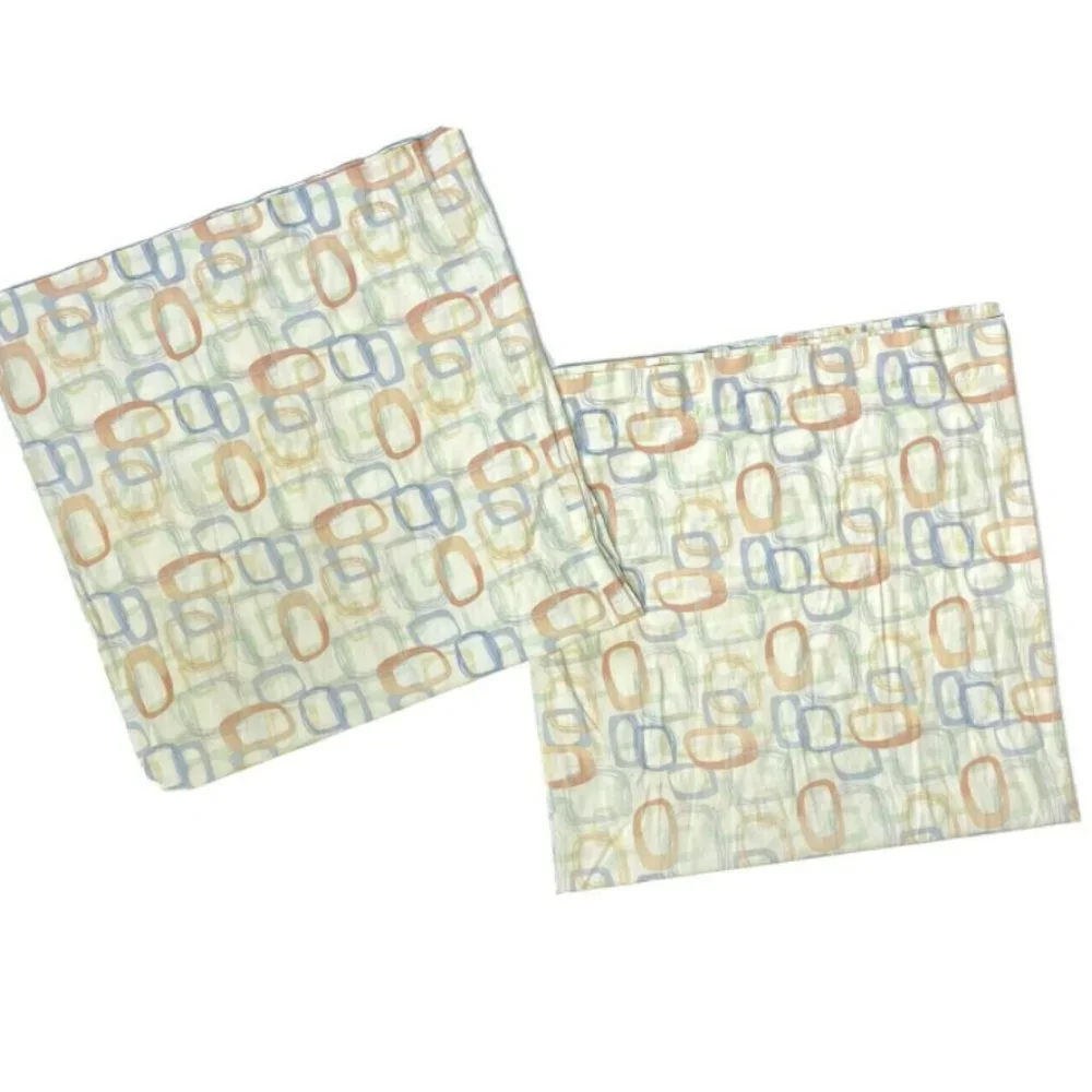 Vintage 70s Percale King Pillowcases Square Print